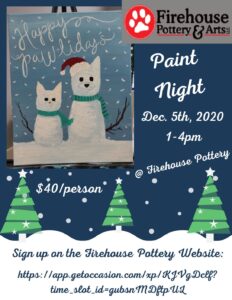 Sip-N-Paint "Pawlidays" Fundraiser @ Firehouse Pottery | Taneytown | Maryland | United States