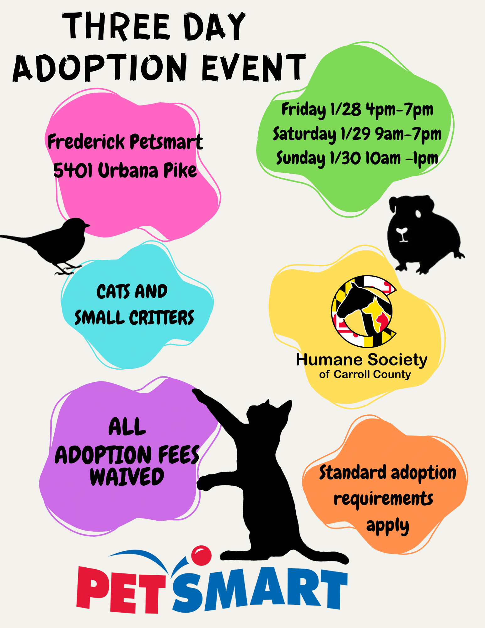 3 Day Adoption Event Frederick PetSmart Humane Society of Carroll County